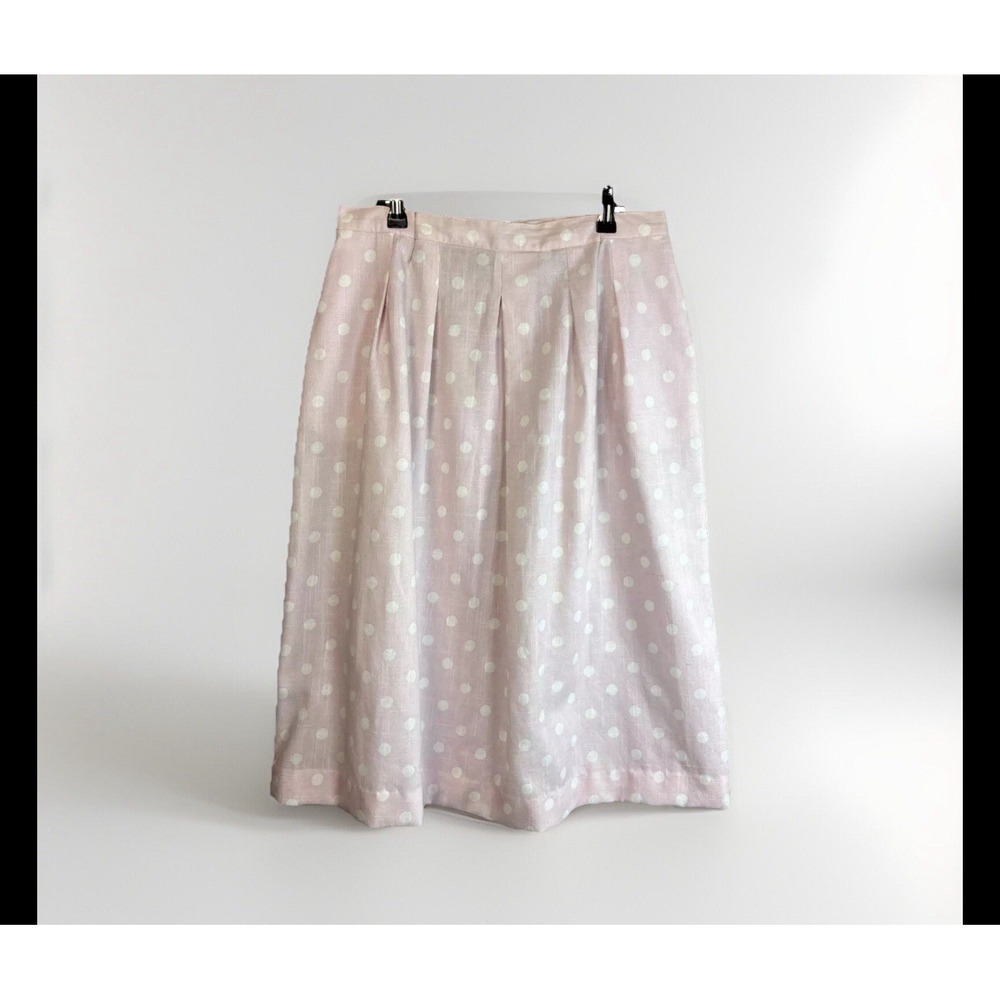 Vintage Pale Pink Polka Dot Skirt L A-Line 50s Feminine‎ Coquette Trad Wife